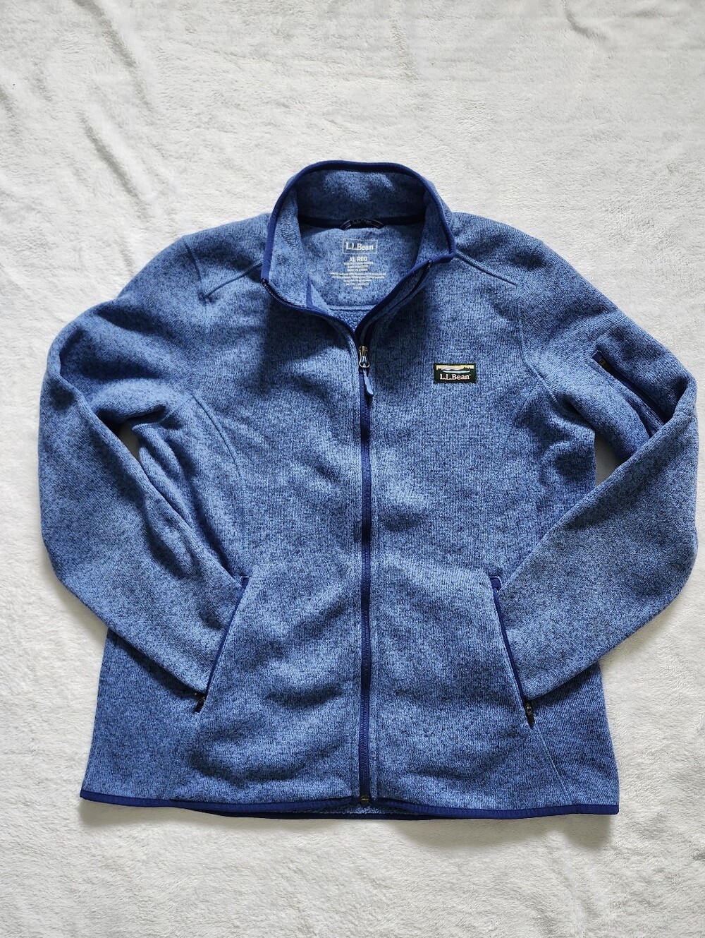 L.L. BEAN Women's Sweater Fleece Full-Zip Jacket Blue Size XL